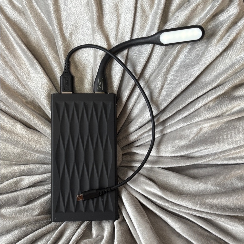 Portable Black Power Bank with LED Light
